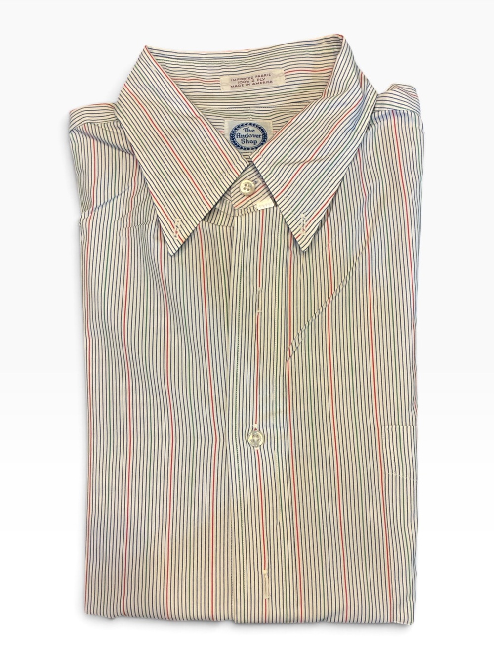 The Andover Shop Men’s Striped Dress Shirt - Red & Blue Pinstripes